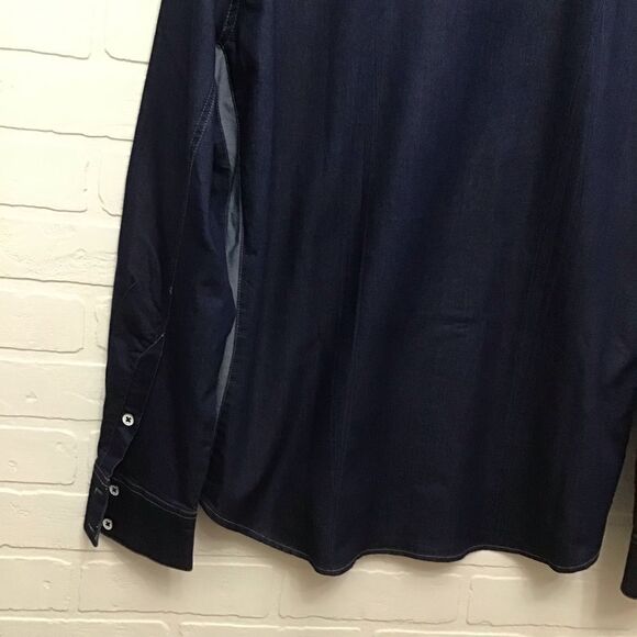 RUFEN Men’s XXL Embroidered Denim Button Down Shirt | Cotton Stretch Long Sleeve - Picture 7 of 16